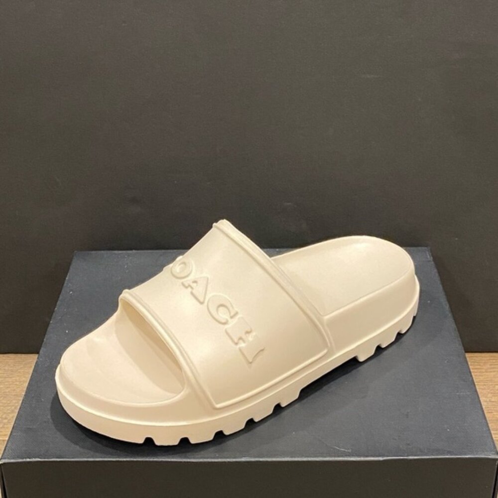 Coach Women's Jesse Ivory Slide Sandals Shoes Flats Heels Pumps NEW